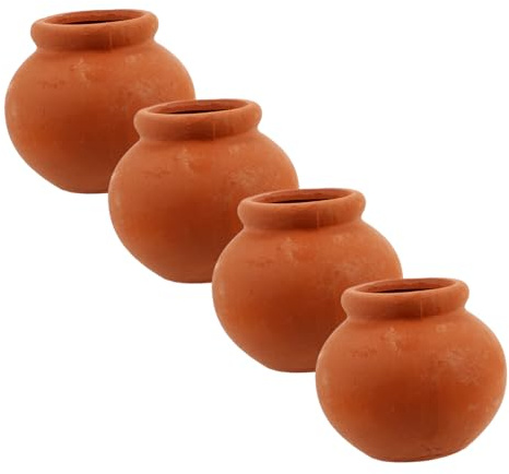 FUNNETOYU 4pcs Miniature Ceramic Flower Pots Small Clay Planters for Dollhouse Diy Fairy Garden Micro Bonsai Accessories Toys for Children