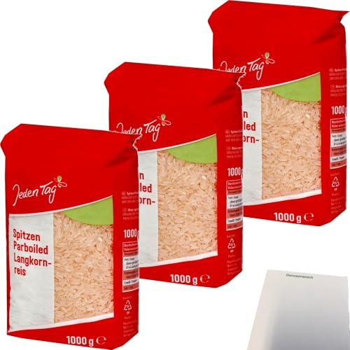 usy Bundle für Jeden Tag Spitzenlangkorn Reis Parboiled 3er Pack (3x1kg Packung) + usy Block