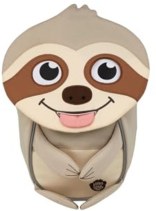 Affenzahn Kinderrucksack Kleiner Freund Faultier - Beige | Ergonomischer Kindergarten-Rucksack für Kinder von 1 bis 3 Jahren mit Reflektoren, Ziehzunge und Namensschild
