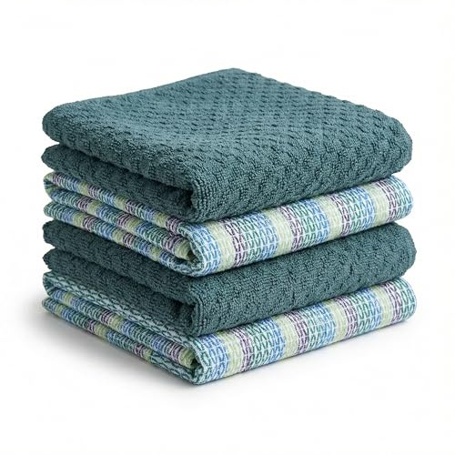 BOSKIMO Paños de Cocina de Algodón con Rizo – Packs de 8 y 12 Trapos Cocina Premium Absorbentes y Reutilizables 45x65 cm (Pack 4, Martini Verde)