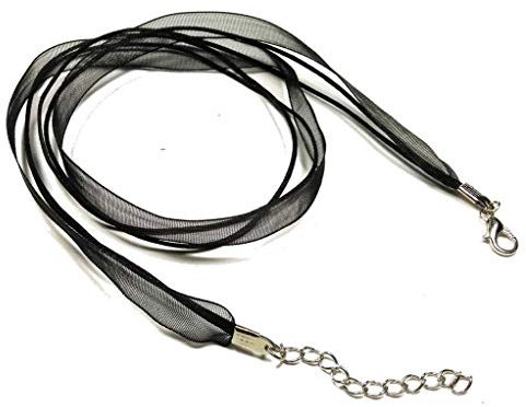 Set of 4 Waxed Cotton and Satin Ribbon Necklace Cords with Clasps