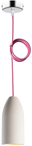 Buchenbusch urban design Deckenlampe Küche light edition 7,5 x 16 cm, Pendelleuchte 1 flammig mit Textilkabel Pink/Fuchsia