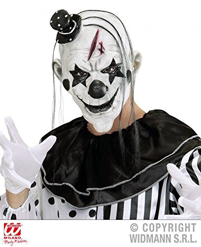 Widmann s.r.l. Killer Clown Maske mit Haaren und Hut - Pierrot