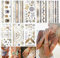 EQLEF Autocollants de Tatouages métalliques temporaires inimitables, 8 Feuilles de Tatouages de Bijoux Faux Corps Brillant pour Les Femmes Les Jeunes Filles