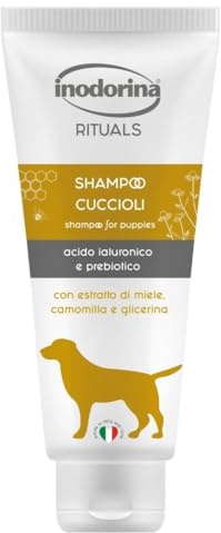 Inodorina Rituals Shampoo für Hunde und Welpen (250 ml) - Parabenfreies Pflegeshampoo - Mit Apfelextrakt, Kamille und UV-Filter