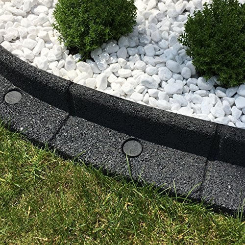 FlexiBorder - Lawn Edging - Flexible Garden Edging Border for Grass Lawns - Pathways - Raised Borders - Artificial Grass - Grey - 6 x 1m Lengths