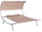 Outsunny Doppelliege Sonnenliege Gartenliege mit Dach rollbar Stahl Beige 200 x 170 x 130 cm