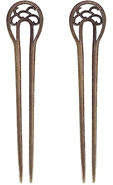 Lurrose 2pcs bronze d'épingles à cheveux en forme de U Vintage Fourche à cheveux bâtons pour cheveux longs (Bronze)