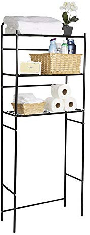 Mind Reader, Estante Organizador de Almacenamiento de baño para Poner sobre el Inodoro, de Metal, 60 cm de Largo x 26 cm de Ancho x 179 cm de Alto, Negro