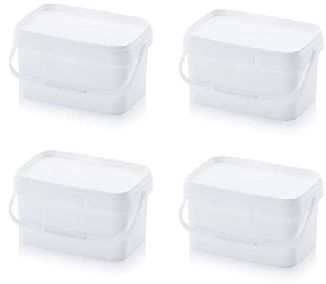 4X Eimer 5,6l rechteckig * 5l * lebensmittelecht stapelbar Kunststoffeimer 5 Liter weiß