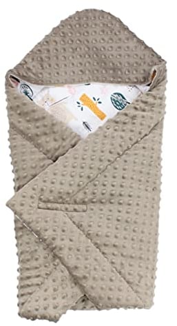 TupTam Baby Winter Einschlagdecke Babydecke 75x75cm für Autositz Babyschale Wattiert Minky Baumwolle Universal, Farbe: Hellbraun/Wald Beige, Größe: Einheitsgröße