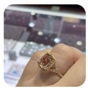 Duan Women's 18K Rose Gold Filled Morganite Pink Gemstone Cut 5ct Cubic Zirconia Ring Promise Aura Single Stone Engagement Champagne Ring Size 6-10, US Code 9, Rose Gold, Morganite, Cubic Zirconia