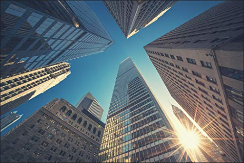 Muralo Fototapete Stadt NY 240 x 360 cm Vlies Tapete Wandtapete New York Architektur Wolkenkratzer Himmel Wohnzimmer Schlafzimmer Moderne Wandbild Architektur Wand Dekoration
