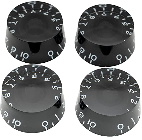 Musiclily Pro Metrische Gitarre Knöpfe Potiknöpfe Speed Knobs für Epiphone Les Paul Style E-Gitarre Bass, Schwarz(4er Set)