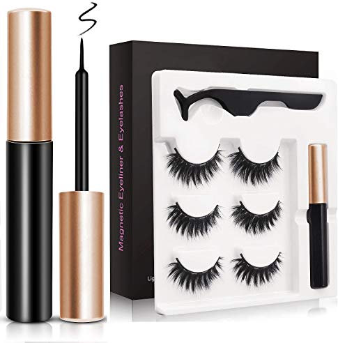 Magnetic Eyeliner Eyelashes Kit, Faux Cils Magnétique Naturel Magnétique Eyeliner Kit De Cils Magnétiques, Réutilisable 3D Faux Cils, Magnetic Eyeliner De Cils Magnétiques Pour Effet Naturel Et Elégan