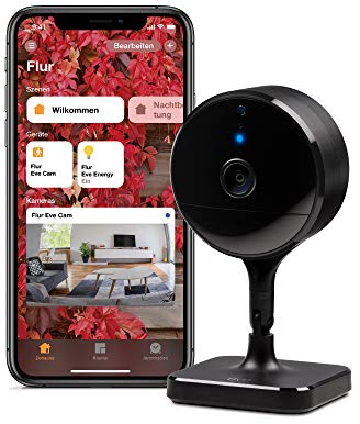 Eve Cam – Secure Indoor Camera, 100% privacy, HomeKit Secure Video, iPhone/iPad/Apple Watch notifications, motion sensor, microphone and speaker, people/pet/vehicle recognition, flexible installation