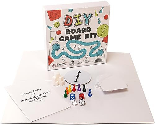 DIY Brettspiel Kit - Machen Sie Ihr eigenes Spielbrett Kit mit doppelseitigem Blanko-Spielbrett, Blanko-Brettspiel-Box, Brettspielstücke, Brettspielzubehör