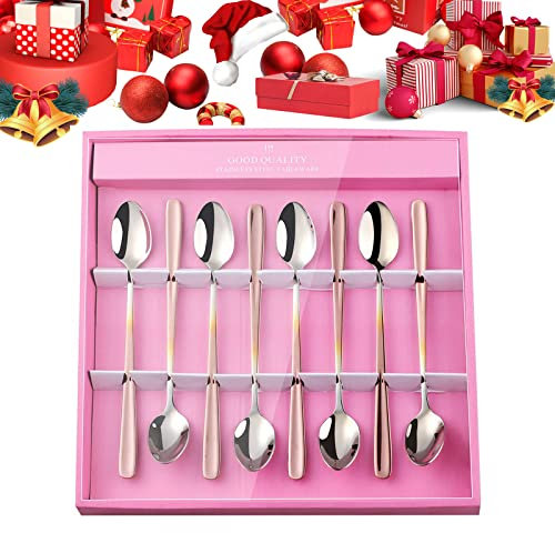 YDware Lot de 8 cuillères à thé à long manche en acier inoxydable 18/10 avec changement progressif 20 cm