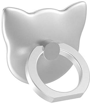 hong Wu Kreative Katze-Form-Handy-Finger-Griff-Kaste 360-Grad-Drehung Telefon-Ring-Halter Netter Liebes Telefon Ring Stand-Silber Elektronisches Fotozubehör