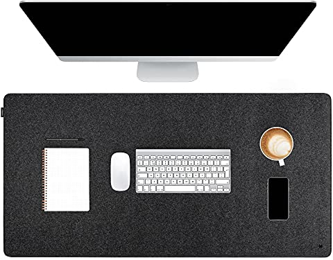 FORMGUT Schreibtischunterlage Filz, Laptop Unterlage, Desk Mat (100x50 cm - Dunkelgrau) - Mauspad XXL, Unterlage Schreibtisch Unterlegmatte, Tischunterlage
