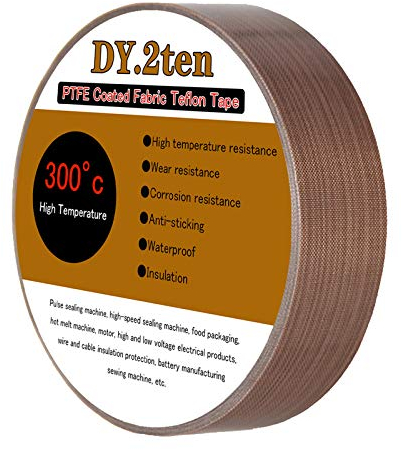 DY.2ten Telfon band PTFE Klebeband, 1,9 cm x 10 m, Hochtemperaturband, Schweißdichtband, Trocknung mechanischer Förderband, Teflonband für Vakuumiergerät