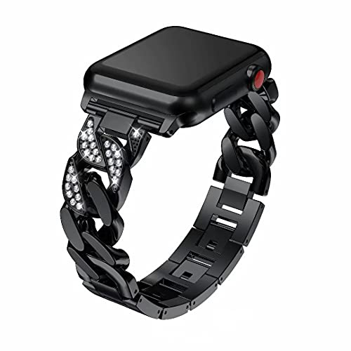 Glitter Diamant Bracelet Compatible avec Apple Watch 38mm Serie 3, Homme Femme Bracciale de Montre Acciaio Inox Bling Paillette Remplacement Bracelet pour iWatch 38mm/40mm/41mm Serie 7/6/SE/5/4/3/2/1