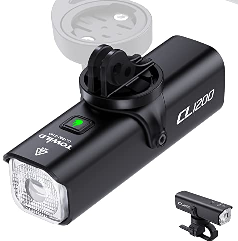 Luz De Bicicleta De 1200 Lúmenes - Linterna Frontal De Bicicleta Recargable por USB De 4000 mAh, IPX6 Impermeable Linterna de para Ciclismo Carretera Montaña MTB