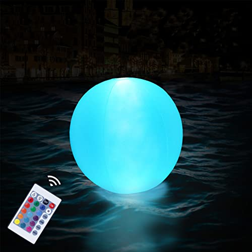 Schwimmende Poolleuchten,Solarlampen Für Außen Kugel,Kugelleuchte Garten,IP67 Wasserdichtes Licht,16 RGB Farblicht-Farbumwandlung/3 Blinkmodi/Induktionsbeleuchtung Fernbedienung,Poolbeleuchtung-1Piece