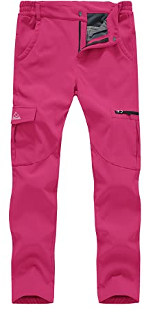 YSENTO Damen Wanderhose Outdoorhose wasserdichte Softshellhose Winddicht Winter Warm Gefüttert Ski Snowboardhose Trekkinghose(Rose rot,S)