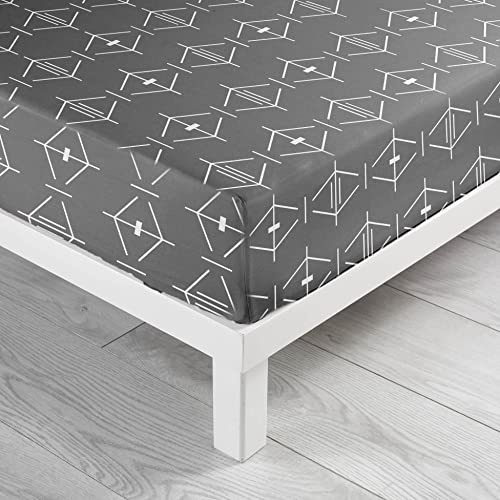 douceur d'intérieur, Drap Housse (140 x 190 cm) Aristide Anthracite, 100% Coton
