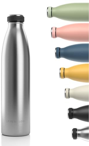 LARS NYSØM Edelstahl Trinkflasche 350ml, 500ml, 750ml, 1L, 1 5 liter | Thermosflasche Kohlensäure geeignet | Auslaufsichere Wasserflasche für Sport, Outdoor, Schule (Stainless Steel, 1000ml)
