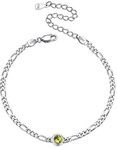 ChicSilver Damen Mädchen Figarokette Armkette, 925 Silber Armband mit Peridot Geburtsstein, Boho Armschmuck für Strand, Geschenke für Frauen Mädchen Tochter