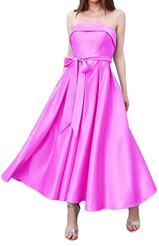 Vestido de fiesta de noche para mujer, vestido de graduación con cinturón, elegante vestido de mujer para ocasión formal, fucsia, 38