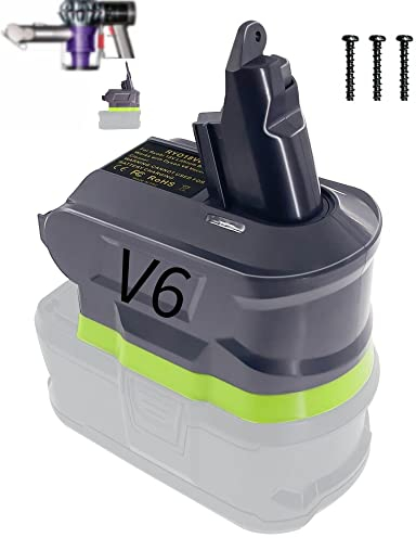V6 Battery Adapter for Ryobi 18V Battery Work for Dyson V6 Series Vacuum Cleaner SV03 SV04 DC58 DC62 Converter(Adapter Only)