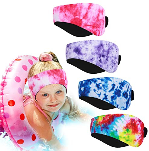 Jodsen Kids Swimming Headband, Waterproof Swim Ear Band Cartoon Hair for Elastic Protection Adjustable Neoprene Girls Guard (Tie-Dyed), 1.0 count