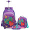 Egchescebo Mochilas Escolares con Ruedas Carro Niña Corazón de Concha Dura Mochila Carrito para Trolley Escolar Bolso de Viaje Estuche Stitch Mujer Maleta Colegio Medianas Infantil Niñas 17” 3pcs Rojo