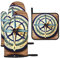 Maritimes Segelboot Kompass Druck Ofenhandschuhe Topflappen Set, Hot Pads, Grillhandschuhe, perfekt für Küche Kochen Backen