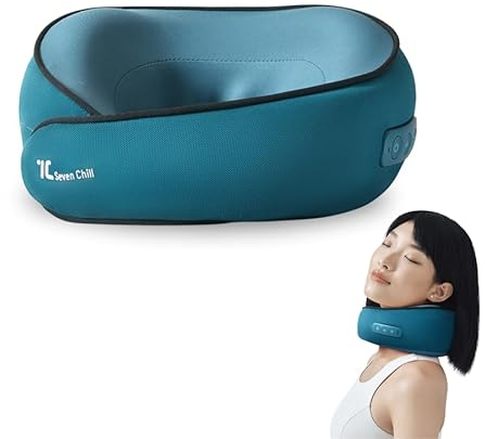 7C Neck Massager Shiatsu with Heat: Electric Cervical Massage Pillow Deep Tissue for Back - Rechargeable 3D Kneading Massage Cushion Relieve Muscle Pain,for Home Office Travel (Green)