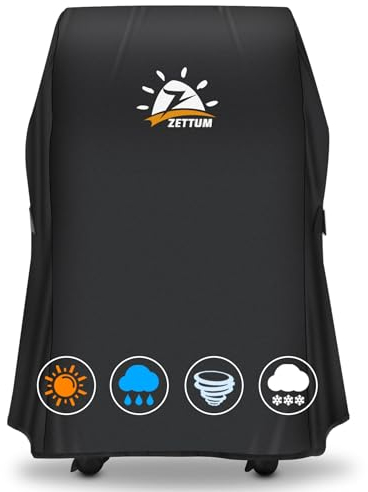 Zettum Copertura Barbecue da 76 cm, 7105 Copri in PU per BBQ a gas Weber Spirit 210, Oxford 600D Impermeabile Telo Esterno per Weber Spirit E-210 con vassoi laterali pieghevoli (76 x 66 x 109 cm)