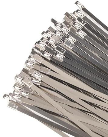 Kabelbinder, 10, 20, 50, 100, 200 Stück, 10 mm, 0,39 Zoll, 304 Edelstahl, Kabeldrehbinder, Metall-Reißverschluss, beschichtet, metalldetektierbar, Kabelbinder (Farbe: 20 Stück, Größe: 10 x 1000 mm)