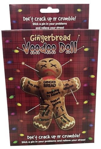 Diabolical DP1284 Lebkuchenmann Voodoo-Puppe - Wichtelgeschenke unter 4,5 kg, lustige Neuheit Geschenke für Frauen, Scherzgeschenke für Männer, Geschenke für Lebkuchen Weihnachtsdekorationen