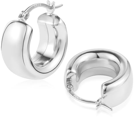 ALEXCRAFT Dick Creolen Ohrringe Silber 925 Klein Damen Chunky Hoop Earrings Geschenk für Frauen Freundin Mama Mädchen