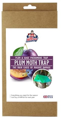 Plum Moth Trap For Fruit Trees Including Refill - 2 Pheromone Lures - 10 Weeks Supply Annual Plum Moth Season - Reduces Plum Damson Gage Apricot Peach Damage - 15m Range - No More Mr NIce Guy