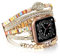 Wingoden Posh Leather Band Compatible with Apple Watch Band Bracelet 42mm 44mm 45mm 49mm for Women Men - Wrap Boho Apple Watch Strap for iWatch Band Series 9 8 SE 7 6 5 4 3 2 1 Ultra 2, Gold Stone