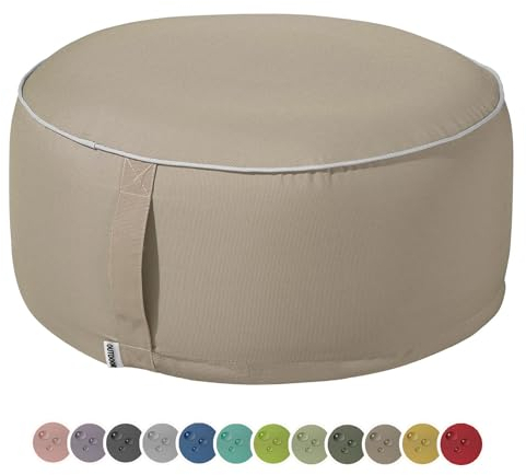 heimtexland Outdoor Pouf Sitzkissen wetterfest Garten Bodenkissen aufblasbar Fußhocker Yoga Lounge Hocker Tisch Party Deko Sitzsack 25x55 Typ551 Taupe