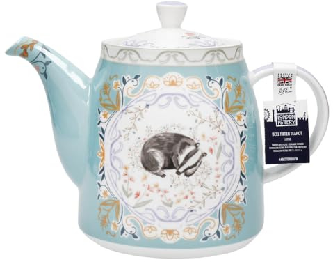 London Pottery Klassische Keramik-Teekanne in Glockenform, 1 Liter, Dachskokon, Edelstahl-Tee-Ei, Teekanne im englischen Stil, für Nachmittagstee