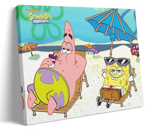 LETOOUY Spongebob And Patrick Anime Art Poster Dekorative Malerei Leinwand Wandkunst Wohnzimmer Poster Schlafzimmer Malerei,Wandkunst Bilddruck Moderne Familienzimmer Dekor 24x36inch(60x90cm)