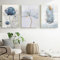 Herfair Bilder Wohnzimmer 3er Set Blumen Feder Wandbilder Poster Aesthetic Leinwand Bilder Schlafzimmer Wanddeko Ohne Rahmen (40 x 50 cm)