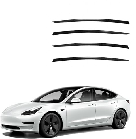 YPSBBHD 4 Stück/Set Edelstahl-Windabweiser für Fenster, Visier, Regenschutz, Lüftungsschlitze, Sonnenschutz, Kompatibel mit Tesla Model Y Model 3,3-2017+ 123cm