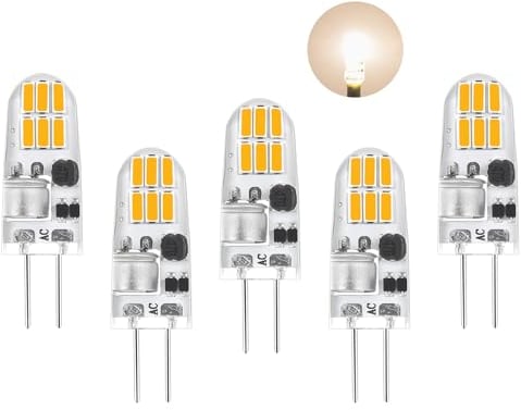 G4 LED Lampen,G4 Led 12V AC/DC Naturweiß 4000K Birnen,160LM Led Leuchtmittel G4,Kein Flackern,1.5W Ersetzt 15W Halogenlampen,kleine LED Stifsockellampen,für Dunstabzugshaube für die Küche,5er Pack